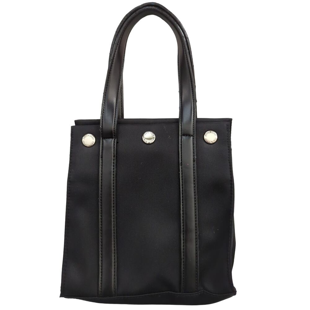 Nine West small Black Satchel Handbag Silver Snap closure on top 7 x 7 x 2.5